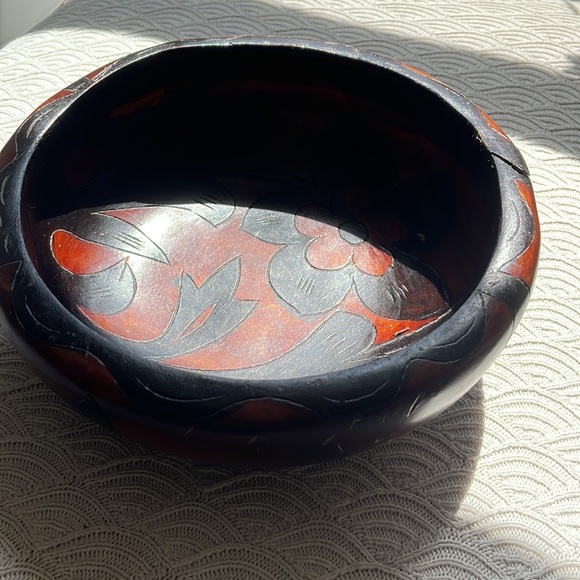 🤎 Vintage Wood Floral Catch-all Bowl - Picture 4 of 8